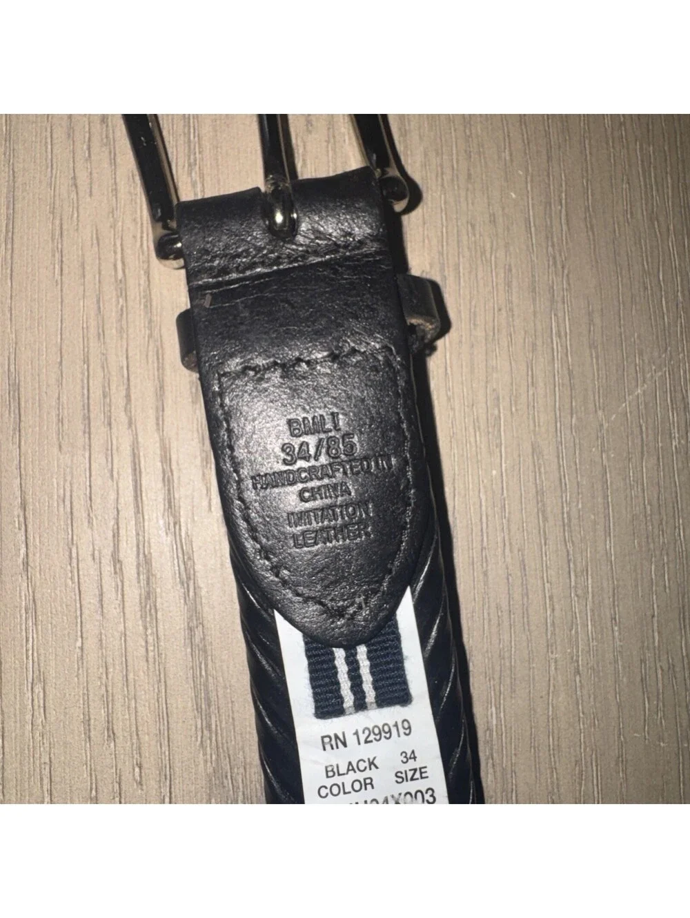 Vintage Nautica Black Belt Braided Woven Vegan Leather Silver Logo Mens 34